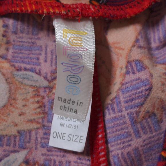 LulaRoe Burgundy Orange Wild Things Plaid Leggings Novelty One Size - Picture 6 of 8